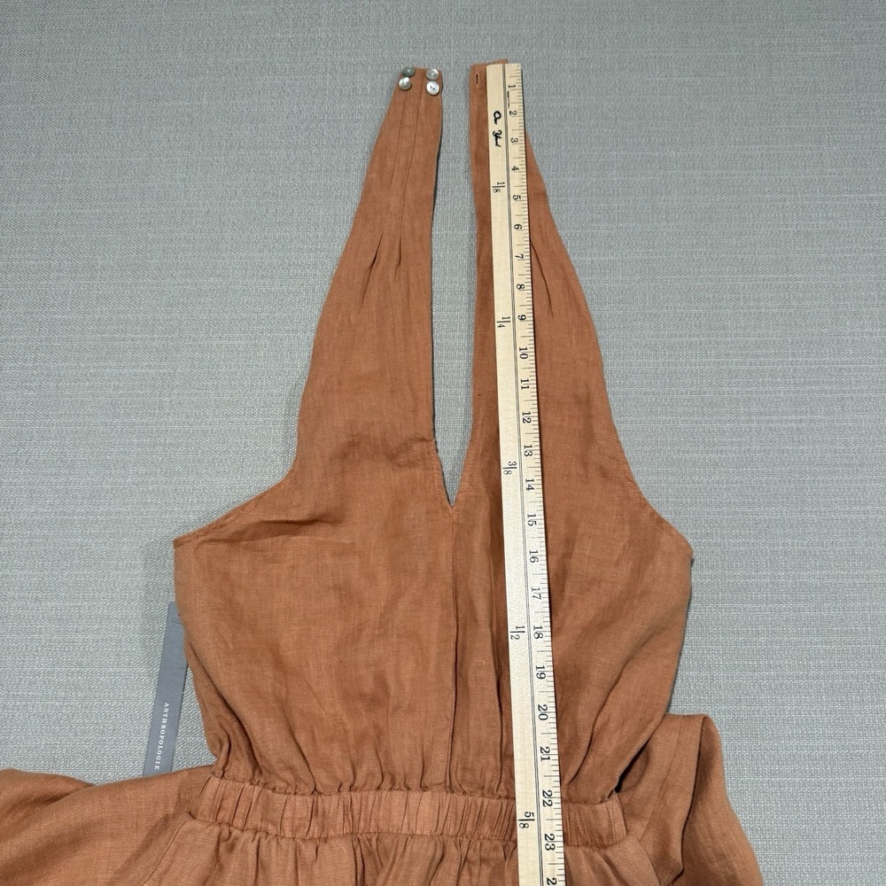 Anthropologie Cloth & Stone Linen Cross Halter Maxi Dress Size XS Orange Coastal - Picture 7 of 10